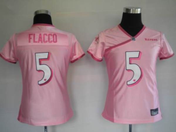 Ravens #5 Joe Flacco Lady Pink Stitched NFL Jersey - Click Image to Close